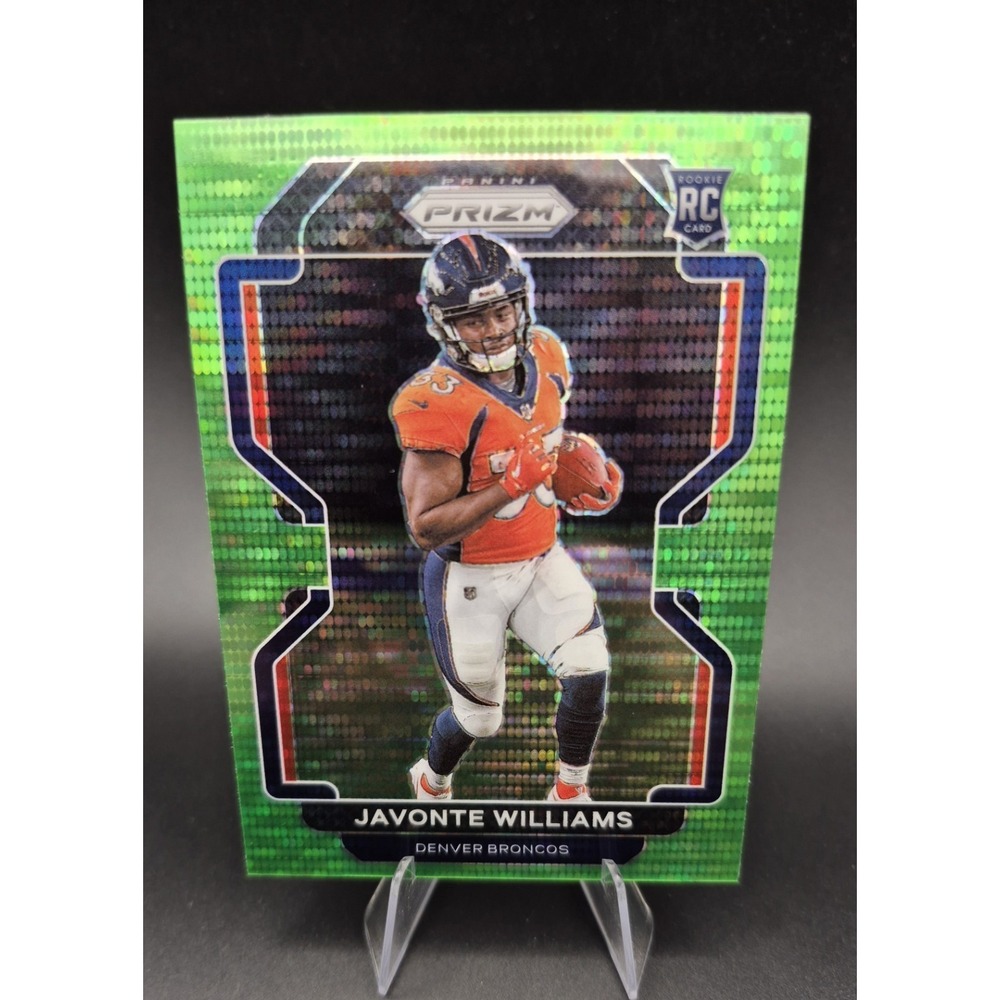2021 Panini Prizm Javonte‎ Williams #345 Green Pulsar Prizm (RC)  Denver Broncos